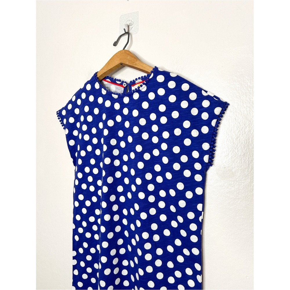 Boden Womens Blue White Polka Dot Short Sleeve Cotton Mini Dress 4 - Picture 2 of 6